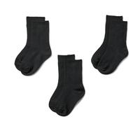 Amazon Essentials Chaussettes Mi-Mollet Côtelées, Décontractées au Quotidien et pour les Uniformes Scolaires Garçon, 3 Paires, noir, taille S (2-4 ans)