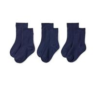 Amazon Essentials Chaussettes Mi-Mollet Côtelées, Décontractées au Quotidien et pour les Uniformes Scolaires Garçon, 3 Paires, Bleu Marine, L (8-12 ans)