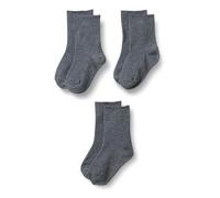 Amazon Essentials Chaussettes Mi-Mollet Côtelées, Décontractées au Quotidien et pour les Uniformes Scolaires Garçon, 3 Paires, gris, taille M (4-8 ans)