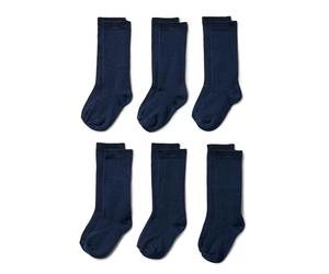 Amazon Essentials Chaussettes Montantes Pour Uniforme Fille, 6 Paires, Bleu Marine, M (4-8 ans)