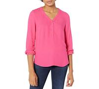 Amazon Essentials Chemise boutonnée à Manches 3/4 pour Femme, Rose Vif, Taille L