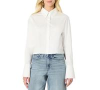 Amazon Essentials Chemise Courte à Col Boutonné en Popeline, Coton Extensible, Coupe Oversize Femme, Blanc Vif, M