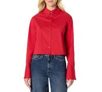 Amazon Essentials Chemise Courte à Col Boutonné en Popeline, Coton Extensible, Coupe Oversize Femme, Rouge, XL