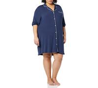 Amazon Essentials Chemise de Nuit Boutonnée Sur L’Avant (Grandes Tailles Disponibles) Femme, Bleu Marine, 6XL Grande taille