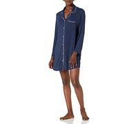 Amazon Essentials Chemise de Nuit Boutonnée sur L’Avant (Grandes Tailles Disponibles) Femme, Bleu Marine Délavé, XXL