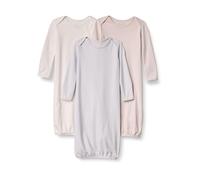 Amazon Essentials Chemise de Nuit en Coton à Manches Longues Mixte Bébé, Gris Colombe/Ivoire/Rose Pâle, 0-6 Mois
