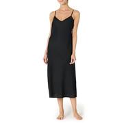 Amazon Essentials Chemise de Nuit Mi-Longue à Fines Bretelles en Satin Femme, Noir, S