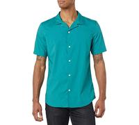 Amazon Essentials Chemise de Vacances boutonnée à Manches Courtes pour Homme, Coupe ajustée, Bleu Sarcelle, Taille XL