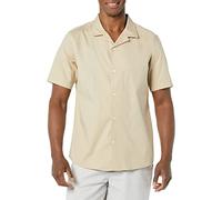 Amazon Essentials Chemise de Vacances boutonnée en Coton pour Homme, Manches Courtes, Marron Kaki, Taille L