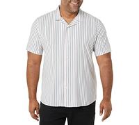 Amazon Essentials Chemise de Vacances boutonnée en Coton pour Homme, Manches Courtes, Rayures Verticales Bleues et Roses, Taille M