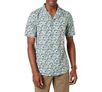 Amazon Essentials Chemise de Vacances en Coton pour Homme, Manches Courtes Coupe ajustée, Motif Floral Bleu, Taille M