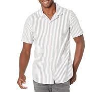 Amazon Essentials Chemise de Vacances en Coton pour Homme, Manches Courtes Coupe ajustée, Rayures Verticales Rose, Bleu Sarcelle, Taille XXL