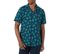 Amazon Essentials Chemise de Vacances pour Homme, Coupe Standard, Motif Feuille de Palmier Bleu Marine, Taille L