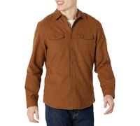 Amazon Essentials Chemise en Flanelle à Manches Longues Coupe Ajustée, à Deux Poches, à Carreaux Homme, Brun Caramel, XS