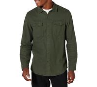 Amazon Essentials Chemise en Flanelle, à Manches Longues, Deux Poches, Coupe Ajustée Homme, Vert Olive Chiné, L