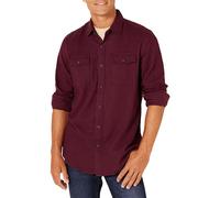 Amazon Essentials Chemise en Flanelle, à Manches Longues, Deux Poches, Coupe Standard Homme, Bordeaux Chiné, XL