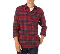 Amazon Essentials Chemise en Flanelle à Manches Longues (Grandes Tailles Disponibles) Homme, Rouge Écossais, XS
