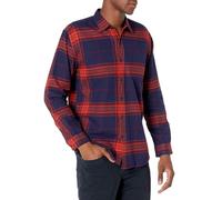 Amazon Essentials Chemise en flanelle à manches longues Homme, Bleu Foncé Orange Grand Plaid, XS