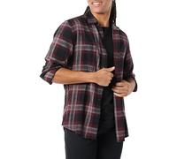 Amazon Essentials Chemise en flanelle à manches longues Homme, Noir Bordeaux Gris Écossais, XS