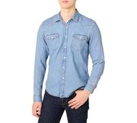 Amazon Essentials Chemise en Jean à Manches Longues avec Boutons-Pression, Coupe Ajustée Homme, Bleu Clair, L