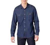 Amazon Essentials Chemise en Jean à Manches Longues avec Boutons-Pression, Coupe Ajustée Homme, Bleu, XXL