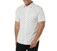 Amazon Essentials Chemise en Popeline à Manches Courtes Coupe Ajustée Homme, Bleu Clair Imprimé Oiseau, XS