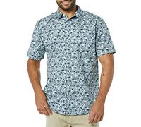 Amazon Essentials Chemise en Popeline à Manches Courtes Coupe Ajustée Homme, Bleu Fleuri, M