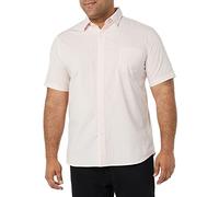 Amazon Essentials Chemise en Popeline à Manches Courtes Coupe Ajustée Homme, Rose Double Rayure, XS