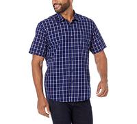Amazon Essentials Chemise en Popeline à Manches Courtes Coupe Régulière Homme, Bleu Marine Vitre, S