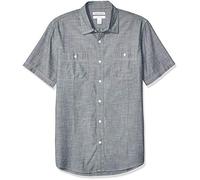 Amazon Essentials Chemise en Popeline à Manches Courtes Coupe Régulière Homme, Gris, XXL