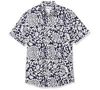 Amazon Essentials Chemise en Popeline à Manches Courtes Coupe Régulière Homme, Noir Blanc Fleuri, S
