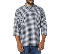 Amazon Essentials Chemise en Popeline Extensible À Manches Longues Et Coupe Standard Homme, Bleu Marine Blanc Motif Vichy, L