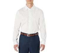 Amazon Essentials Chemise extensible à manches longues pour hommes, coupe classique, motif géométrique diamant bleu marine blanc, taille M