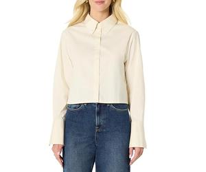 Amazon Essentials Chemise Habillée à Col Boutonné en Popeline, Coton Extensible, Coupe Oversize Femme, Blanc Crème, XL