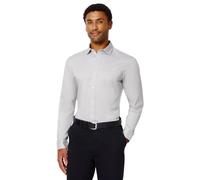 Amazon Essentials Chemise Habillée à Col Ouvert, Extensible et Infroissable, Coupe Cintrée Homme, Gris, M