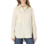 Amazon Essentials Chemise Habillée et Boutonnée en Popeline de Coton Extensible, Coupe Surdimensionnée Femme, Blanc Crème, L
