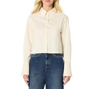 Amazon Essentials Chemise Habillée et Boutonnée en Popeline de Coton Extensible, Coupe Surdimensionnée Femme, Blanc Crème, XL