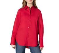 Amazon Essentials Chemise Habillée et Boutonnée en Popeline de Coton Extensible, Coupe Surdimensionnée Femme, Rouge, M