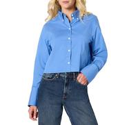 Amazon Essentials Chemise Habillée et Boutonnée en Popeline de Coton Extensible, Coupe Surdimensionnée Femme, Bleu, XS