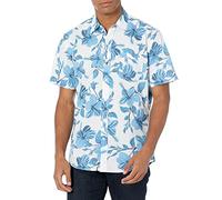 Amazon Essentials Chemise Imprimée à Manches Courtes Coupe Régulière Homme, Bleu Imprimé Fleuri, XL