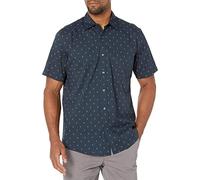 Amazon Essentials Chemise Imprimée à Manches Courtes Coupe Régulière Homme, Bleu Marine Blanc Imprimé Ancres, XL