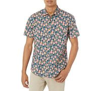 Amazon Essentials Chemise Imprimée à Manches Courtes Coupe Régulière Homme, Bleu Marine Pêche Imprimé Ananas, XXL