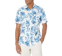 Amazon Essentials - Chemise imprimée à manches courtes et coupe ajustée pour homme ,Large Floral,US XL (EU XL - XXL)