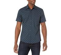 Amazon Essentials - Chemise imprimée à manches courtes et coupe ajustée pour homme ,Motif ancre,US XS (EU XS)
