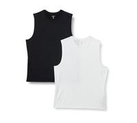 Amazon Essentials Chemise Moulante Stretch sans Manches Légère Active Quick Dry Homme, Lot de 2, Blanc/Noir, S