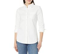 Amazon Essentials Chemise Oxford Extensible, Col Boutonné et Manches Longues, Coupe Standard (Disponible en Grande Taille) Femme, Blanc, XL