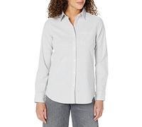 Amazon Essentials Chemise Oxford Extensible, Col Boutonné et Manches Longues, Coupe Standard (Disponible en Grande Taille) Femme, Gris Rayures, XS