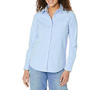 Amazon Essentials Chemise Oxford Extensible, Col Boutonné et Manches Longues, Coupe Standard (Disponible en Grande Taille) Femme, Bleu, XL