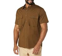 Amazon Essentials Chemise Utilitaire à Manches Courtes avec Deux Poches, Coupe ajustée Homme, Olive Foncé, L Taille Tall