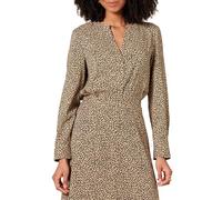 Amazon Essentials Chemisier à col boutonné, Textile Georgette, Manches Longues, Coupe décontractée Femme, Taupe Léopard, L